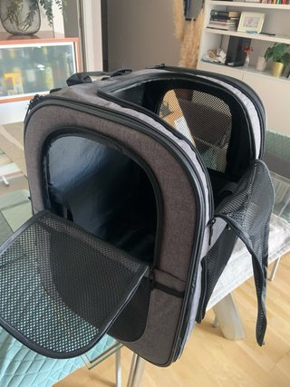 Mochila Transportín Mascotas Gris