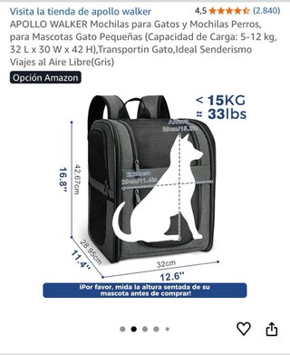 Mochila Transportín Mascotas Gris