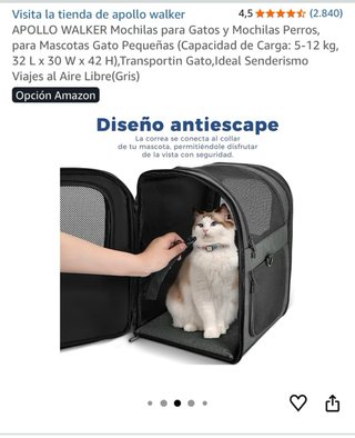 Mochila Transportín Mascotas Gris