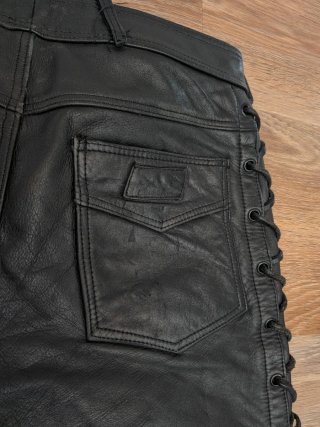 Pantalón cuero motero vintage Polo, talla M