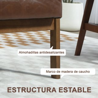 Sofá 2 Plazas Piel Sintética y Madera