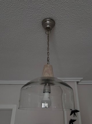 Lámpara colgante cristal y madera