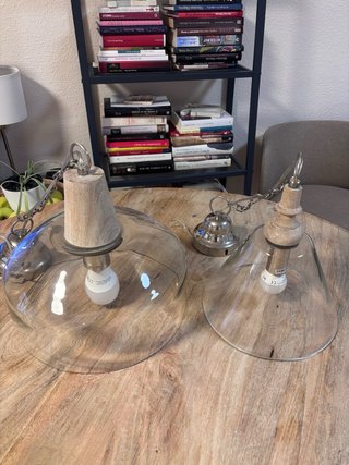 Lámpara colgante cristal y madera