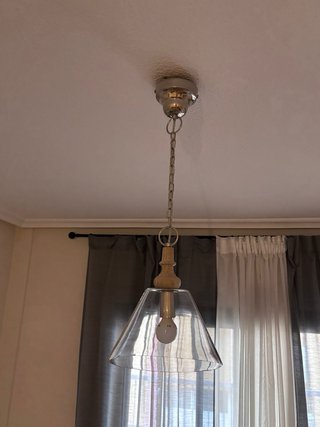 Lámpara colgante cristal y madera