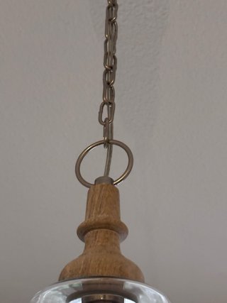 Lámpara colgante cristal y madera
