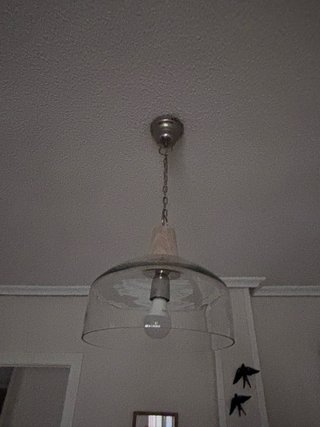 Lámpara colgante cristal y madera