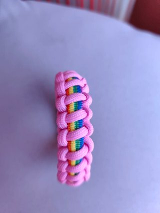Pulsera Paracord Arcoíris y Rosa
