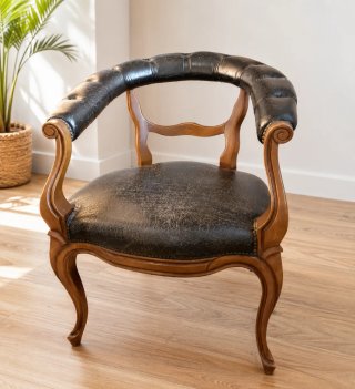 Poltrona Herradura Vintage Pelle e Legno