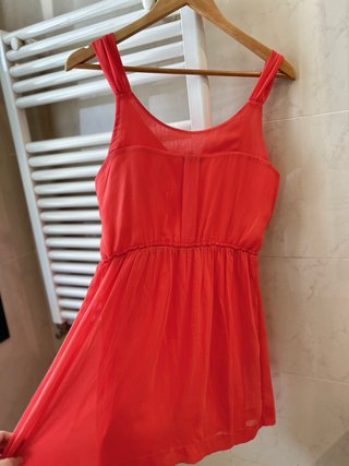 Pull&Bear Vestido Fluido Coral