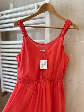 Pull&Bear Vestido Fluido Coral