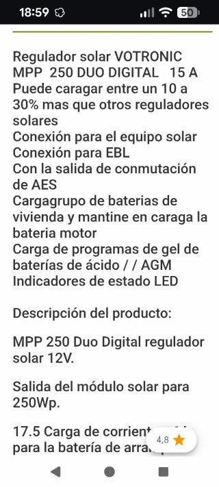 Regulador Solar Votronic MPP 250 Duo Digital