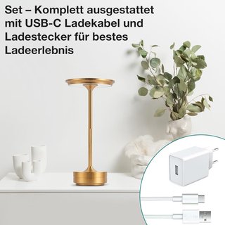 Lámpara LED Mesa Inalámbrica 5000 mAh Dorada