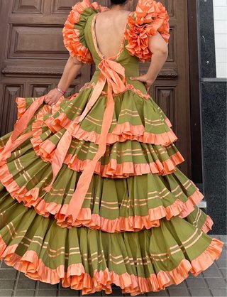 Traje de Flamenca Coral Talla 36-38