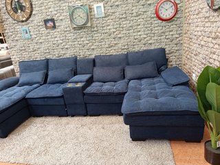 Sofá doble chaise longue 320x148x148 cm – Azul