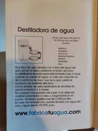 Destiladora de agua nueva a estrenar