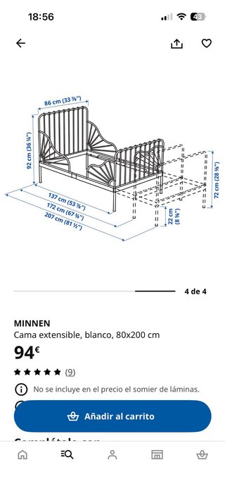 Cama infantil extensible blanca