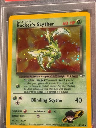 Carta Pokémon Rocket's Scyther Gym Heroes PSA 7