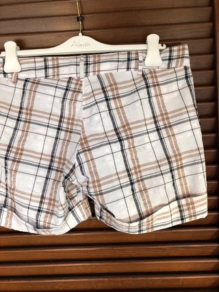 Pantaloni corti donna fantasia a quadri taglia XL