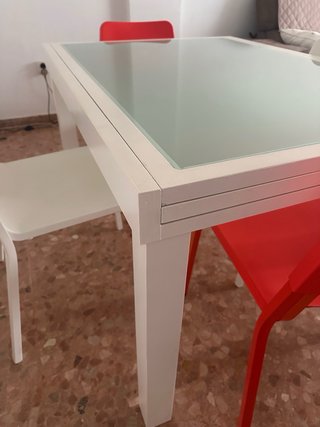 Mesa Comedor Madera Maciza y Cristal