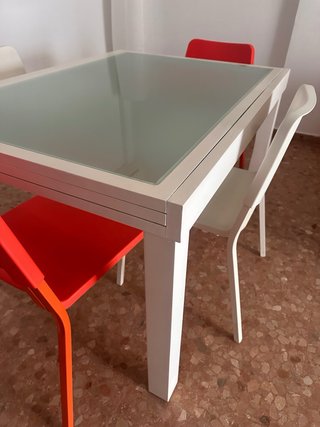 Mesa Comedor Madera Maciza y Cristal