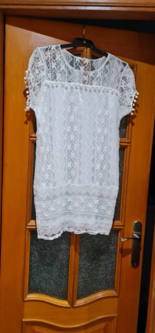 Vestido blanco encaje ibicenco talla M