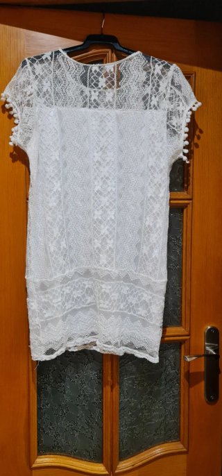 Vestido blanco encaje ibicenco talla M
