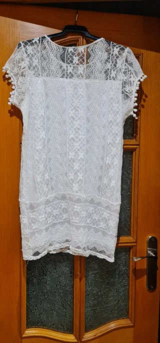 Vestido blanco encaje ibicenco talla M