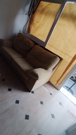 Sofá 3 plazas beige tela