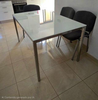 Mesa comedor cristal y metal