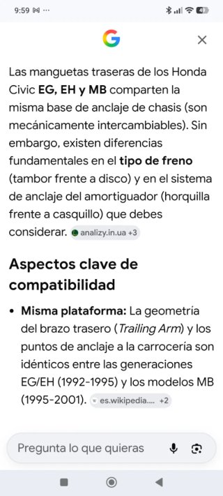 Mangueta Trasera Derecha Honda Civic