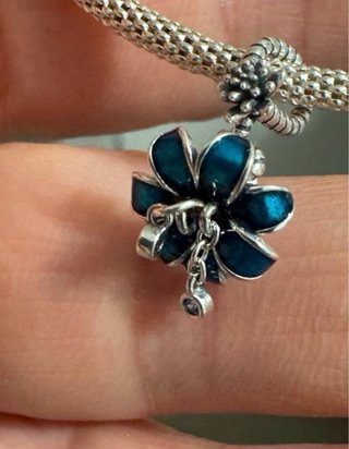 Charm Orquídea Plata S925 Azul