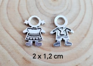 100 Abalorios Charm Niño y Niña Plata