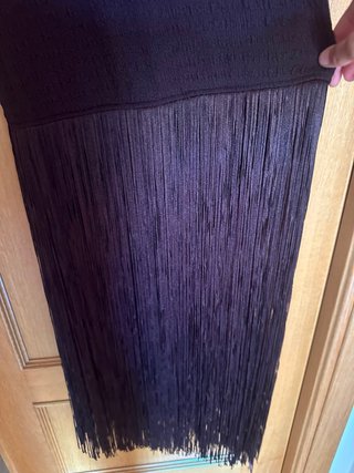 Vestido largo marrón con flecos