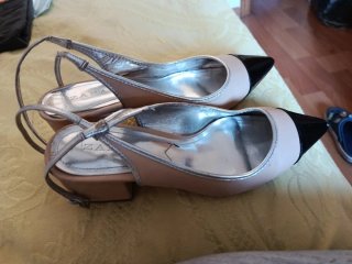 Zapatos Zara Slingback Puntera Negra Beige
