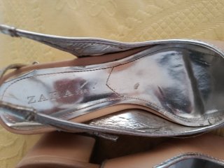 Zapatos Zara Slingback Puntera Negra Beige