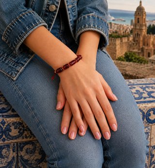 Pulsera ámbar natural macramé