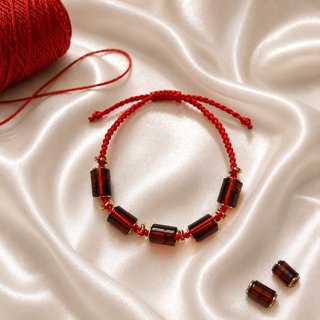 Pulsera ámbar natural macramé