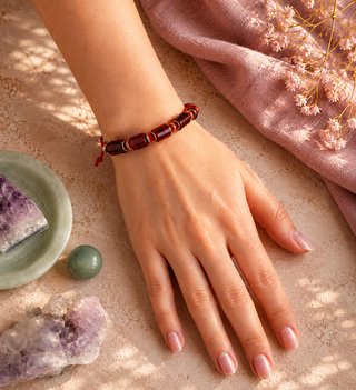 Pulsera ámbar natural macramé