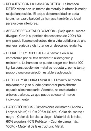 Hamaca de lona con soporte
