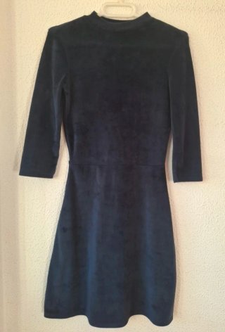 Vestido largo manga terciopelo mujer