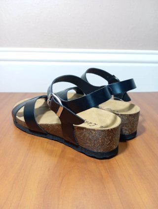 Sandali Bio Donna Vera Pelle Neri