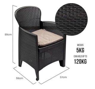 Terraza3 piezas. Sillon y mesa gris. Marca Maury’s