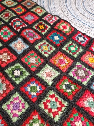 Colcha ganchillo patchwork multicolor