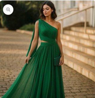 Vestido fiesta satén verde talla única