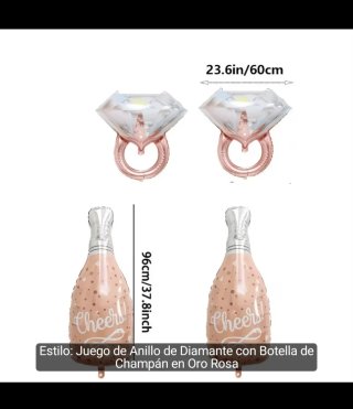 Juego Globos Diamante y Botella Champán