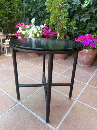 Mesa auxiliar redonda metal negra D45cm