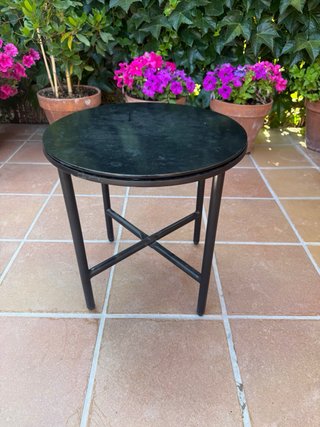 Mesa auxiliar redonda metal negra D45cm