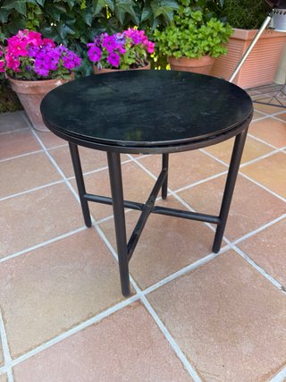 Mesa auxiliar redonda metal negra D45cm