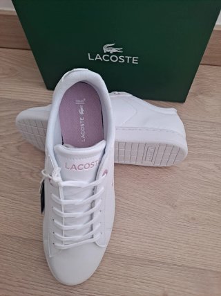 Zapatillas Lacoste Blancas con Logo Rosa