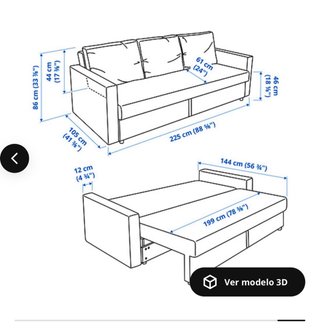 Sofá Cama 3 Plazas Skiftebo Gris Oscuro